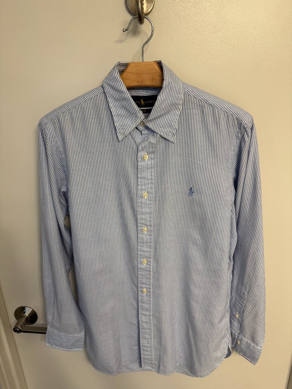 Polo Ralph Lauren Slim Fit Striped Oxford Shirt Blue White